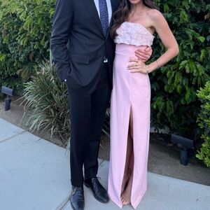 Lulus Fiore Light Pink 3D Rosette Strapless Maxi Dress